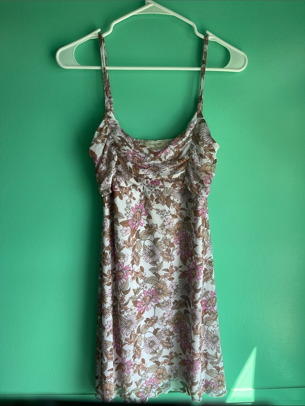 Floral slip mini with pink and brown blooms new